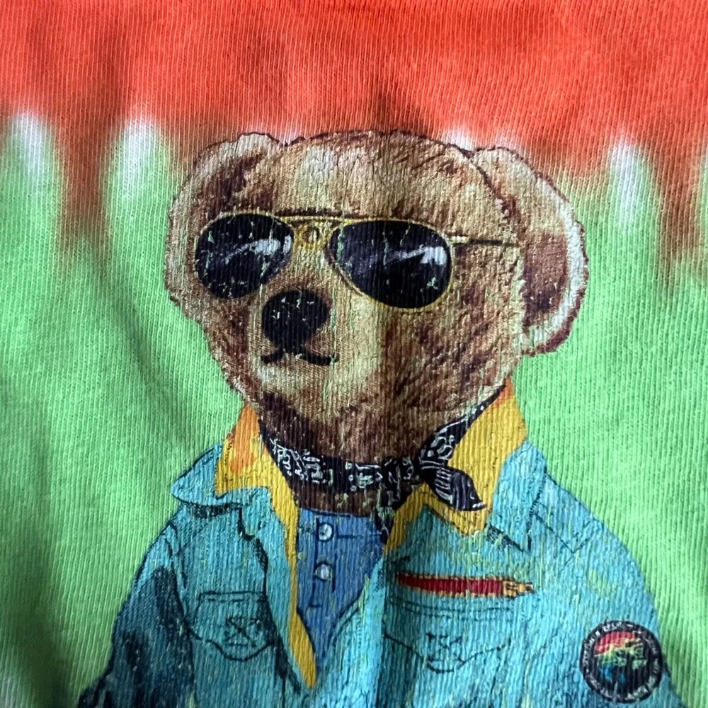 Ralph Lauren Polo Bear Tie Dye T-Shirt Kids 24M Orange Green Blue Graphic Tee